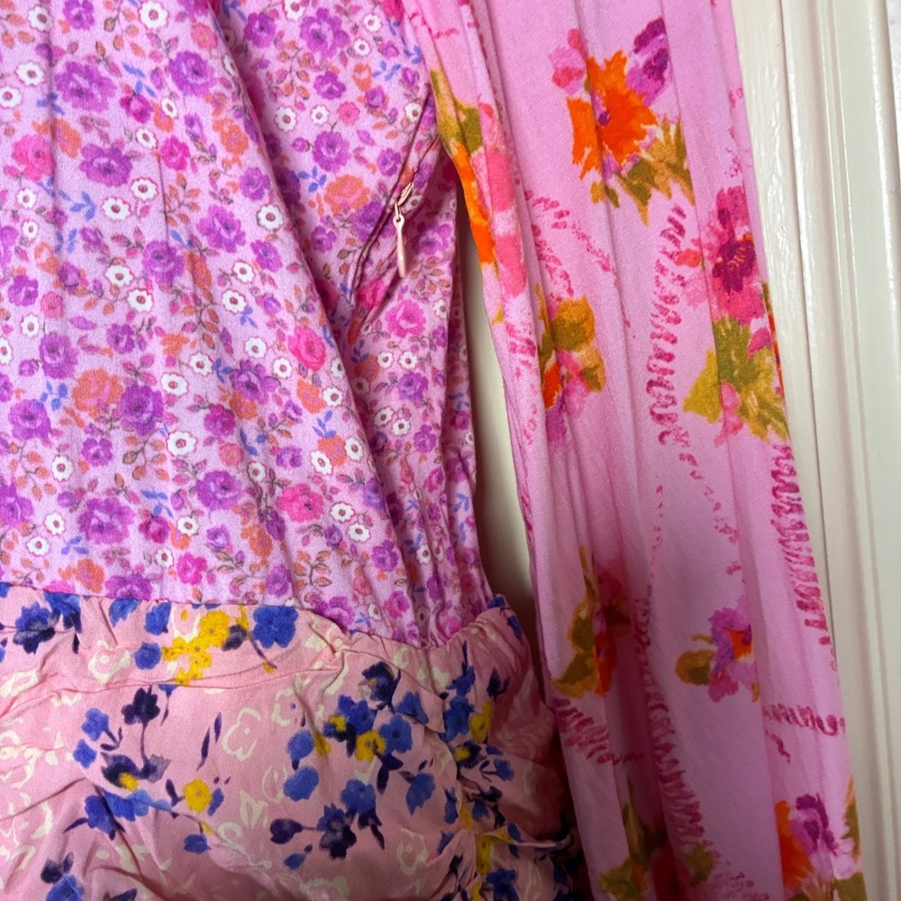 R. Vivimos Dress M Peasant Boho Fairycore Whimsy Tiered Ruched Ruffles - Picture 10 of 12